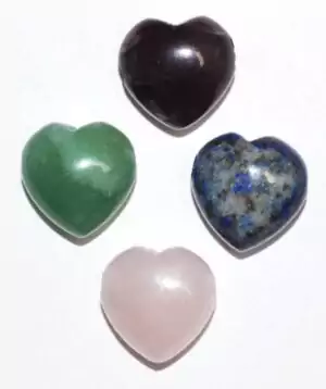 Two 15mm natural gemstone heart shaped beads in various crystal stone types for DIY jewelry making and crystal grid use