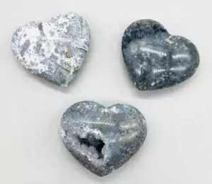 2-inch polished marcasite heart stone showing characteristic metallic grey and brassy lustre surface — unique protection crystal heart.
