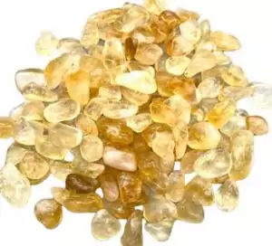 Citrine tumbled stones 1 lb bulk — smooth polished yellow-orange citrine pieces for solar plexus, abundance, and manifestation crystal work.