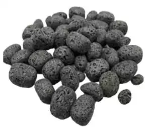 One-pound collection of smooth porous black lava rock tumbled basalt stones for grounding strength transformation and essential oil diffusion in crystal practice