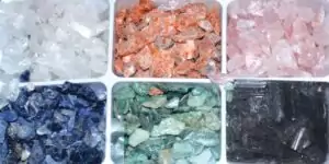 Five-pound mixed collection of six types of untumbled raw crystals for crystal grid work altar display and crystal healing practice