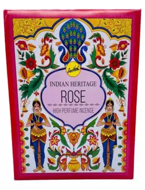 Colorful Indian Heritage packaging for rose high-premium masala incense sticks 15g blend for love rituals meditation and heart chakra work