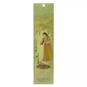 Ragini Kakubha incense packaging with a colorful illustration of a woman in traditional Indian attire surrounded by nature, cultural artistic design