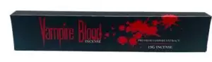 15g pack of Vampire Blood gothic dark incense sticks with dramatic red and black packaging — for shadow work and atmospheric ritual.