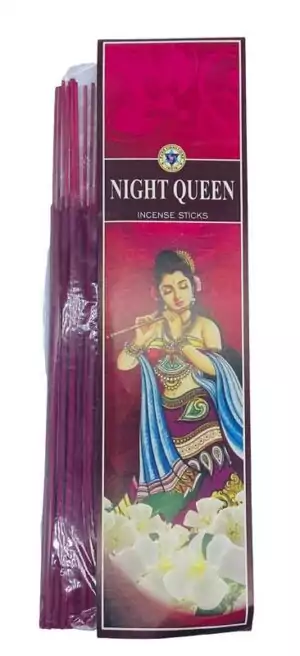 Pure Vibrations Night Queen incense sticks 20 pack — exotic nocturnal floral fragrance for lunar rituals, divination, and moon ceremony sacred space.