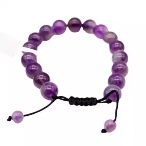 10mm adjustable amethyst natural stone bracelet in purple beads for calm intuition and stress relief