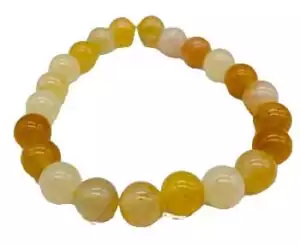 8mm yellow jade beaded stretch bracelet in bright sunny yellow stone for optimism, solar plexus vitality, and abundance-attracting daily crystal wear.