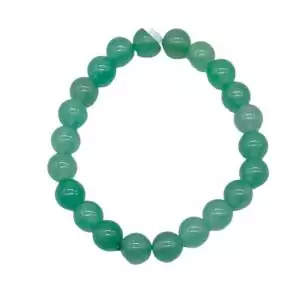 Green aventurine 8mm beaded stretch bracelet made of smooth round green stones in a circular pattern — a wearable luck and opportunity crystal for everyday use.