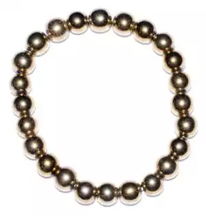 8mm gold plated hematite beaded bracelet combining iron grounding stone with warm golden finish