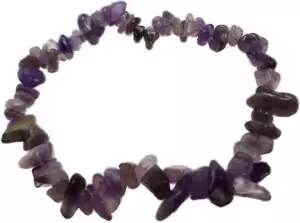 Amethyst chip bracelet with natural purple crystal chips on elastic string, third eye calming and psychic protection crystal chip bracelet for daily spiritual wear.