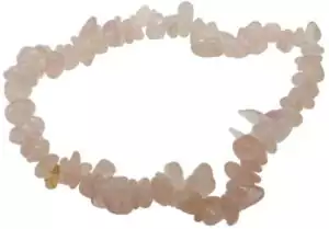 Rose quartz chip bracelet with natural pale pink crystal chips on elastic string, heart chakra love and self-compassion pink crystal chip bracelet for daily wear.