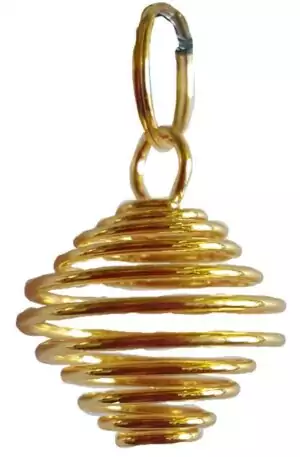 Set of 24 gold-plated coil pendant findings in 3/4 inch size, compact warm-toned coils for DIY crystal point pendants and spiritual jewelry making.