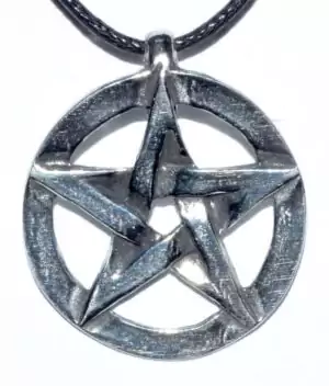 Classic pewter pentagram five-point star pendant within a circle for Wiccan elemental protection daily pagan wear and ritual amulet