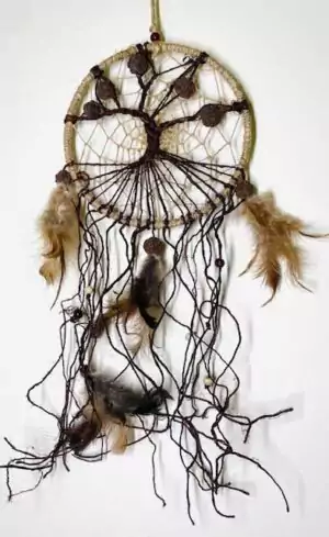 6-inch tree hemp dreamcatcher with natural hemp cord weaving and tree motif, a compact earthy wall hanging for nature-based grounding and protective sacred space display.