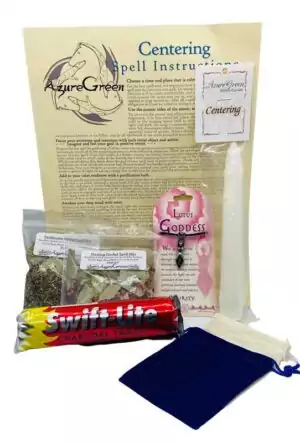 Centering Ritual Kit — complete candle ritual set with supplies and instruction sheet for balancing energies, finding center, and restoring harmony in daily life.