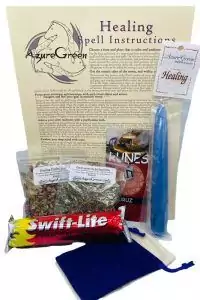 Healing ritual candle kit — guided home wellness intention set with dressed candle and ritual instruction card for emotional and spiritual renewal practice.