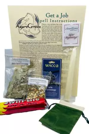 Get A Job Ritual Kit — complete candle ritual set with supplies and instruction sheet for career-seeking spell work, job attraction, and employment opportunity rituals.