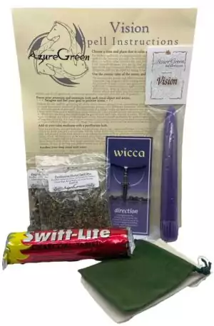 Vision Ritual Candle Kit — home candle ritual set with candle, ritual supplies, and instruction sheet for clarity, focus, and insight-seeking intention work.
