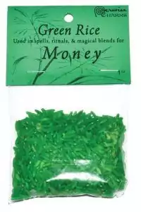 Small bag of money ritual rice blend 1oz for prosperity and abundance spell workings on white background