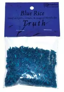 Small bag of truth ritual rice blend 1oz for hoodoo divination and clarity spell ingredient on white background