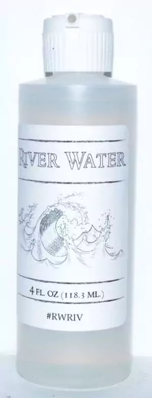 Small bottle of river water 4oz — naturally collected moving water for hoodoo cleansing rituals, uncrossing baths, and divination preparations.