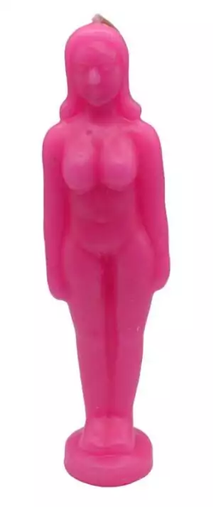 Pink woman figure candle 6 and 3/4 inch tall for love self-love and attraction ritual work