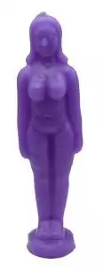 6.75-inch purple female figure candle in feminine form cast in royal purple wax for psychic power spiritual authority and commanding spellwork