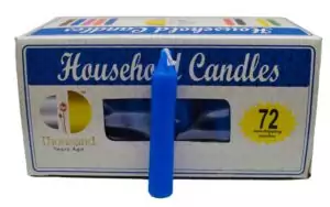 Set of 72 blue 4-inch household taper candles in bulk for peace healing and communication ritual work, compact blue candle supply