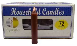 Set of 72 brown 4-inch household taper candles in bulk for earth grounding and stability ritual work, compact brown candle supply