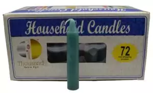 Set of 72 green 4-inch household taper candles in bulk for prosperity abundance and healing ritual work, compact green candle supply