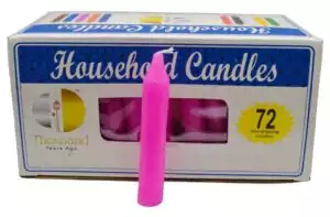 Set of 72 pink 4-inch household taper candles in bulk for self-love and heart ritual work, compact pink candle supply
