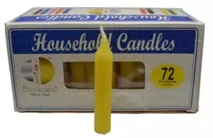 Set of 72 yellow 4-inch household taper candles in bulk for ritual use showing compact yellow tapers for clarity and candle magic