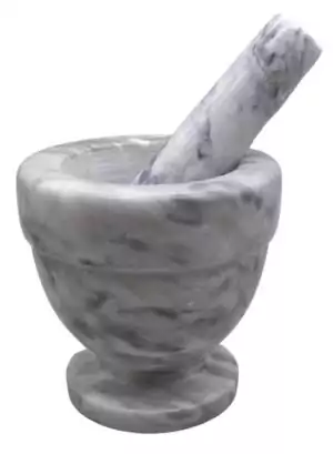 4-inch white marble mortar and pestle set with smooth polished surface for grinding herbs and ritual ingredients