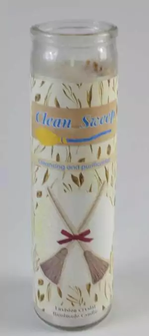 Clean Sweep aromatic ritual jar candle for energetic clearing and space cleansing, 7-day candle for removing stagnant spiritual energy