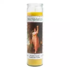 Boundaries Compassionate Shield aromatic ritual jar candle with protective label, 7-day candle for energetic boundary setting and self-care