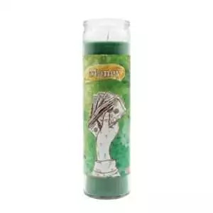 Money aromatic ritual jar candle labeled Beacon of Economic Success, 7-day candle for wealth and abundance spellwork