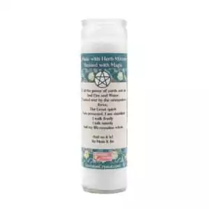 Side view of Pentacle Protection ritual jar candle showing warding symbolism for spiritual boundary and protection work