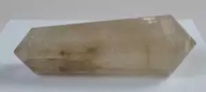 Smoky quartz double terminated crystal point 2 inches long with 16 facets and translucent grey-brown coloring for energy clearing