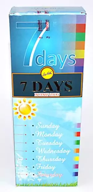 Box of six packs of 7 Days Sree Vani hand-rolled Indian masala incense sticks for seven-day spiritual workings, novenas, and sustained ritual practice.