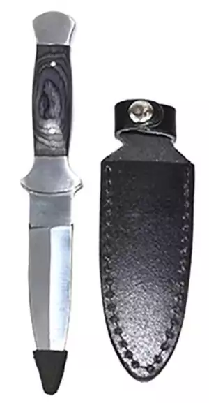 7½-inch black wood handle athame ritual dagger for Wiccan altar work, circle casting, and ceremonial witchcraft with a double-edged blade and sleek black handle.