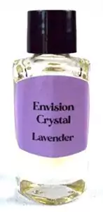 Small 2-dram bottle of Envision Crystal lavender ritual anointing oil for calming, anxiety relief, and protective anointing practice.