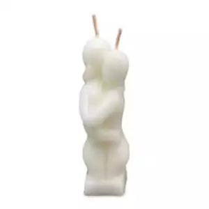 White 5-inch figure candle shaped as two embracing people for love union new relationship and spiritual bonding rituals