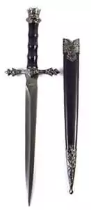 12-inch decorative medieval sword athame with ornate hilt and matching scabbard for Wiccan and ceremonial magic altar ritual use.
