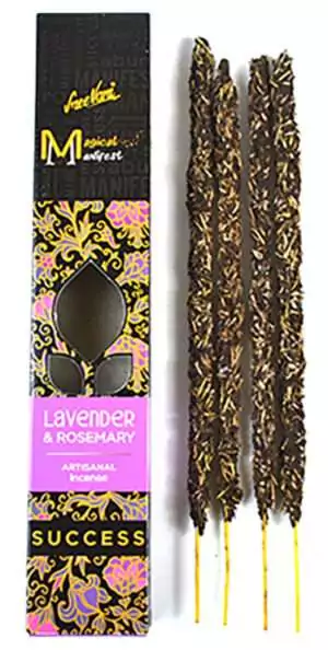 Lavender and Rosemary Success manifest incense sticks 4 pack showing labeled incense bundle for success and manifestation ritual burning