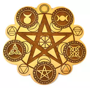 8-inch pagan crystal grid sacred geometry board with pentagram design for crystal layouts and manifestation ritual work