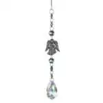 17-inch decorative sun catcher featuring a silver angel charm with colorful crystal beads cascading down to a clear teardrop crystal drop.
