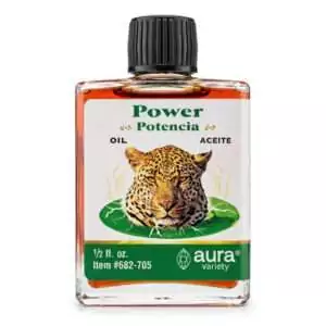 Espiritu Power ritual oil 4-dram vial with label — small condition oil bottle for strength and will in hoodoo spellwork.