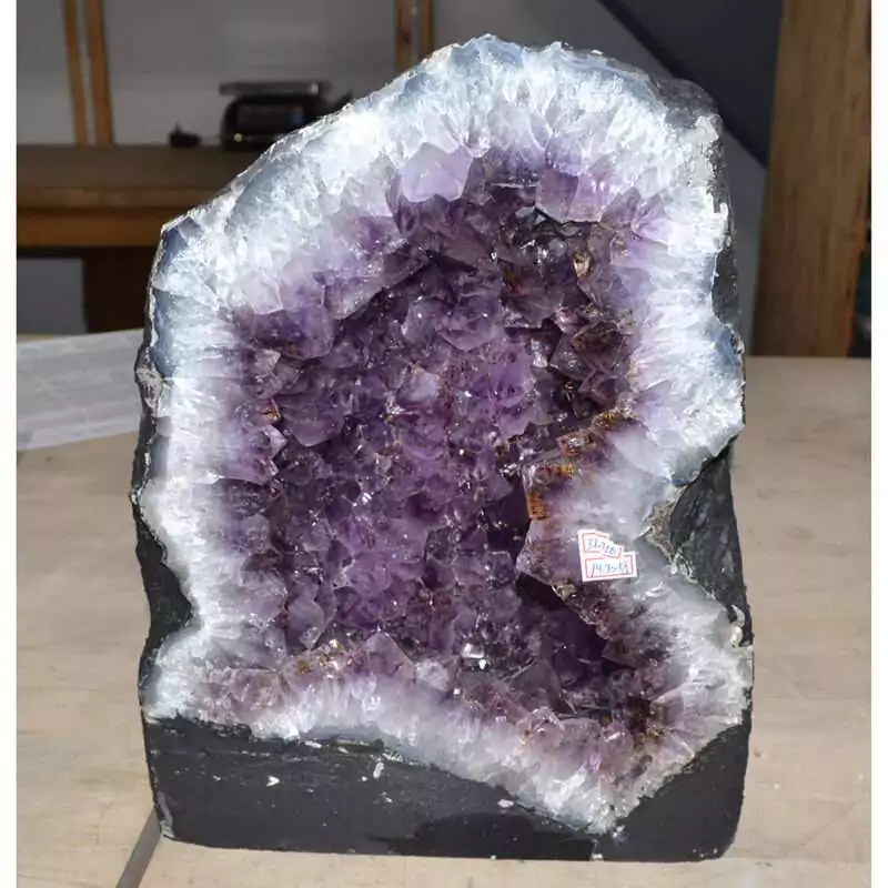 Amethyst cathedral geode with rich purple crystal formation filling the natural cave interior, 31.3 lb collector-grade large altar statement specimen.