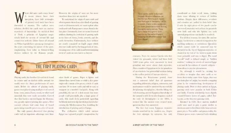 An Occult Guide to the Tarot book page showing tarot card analysis with ceremonial magic context