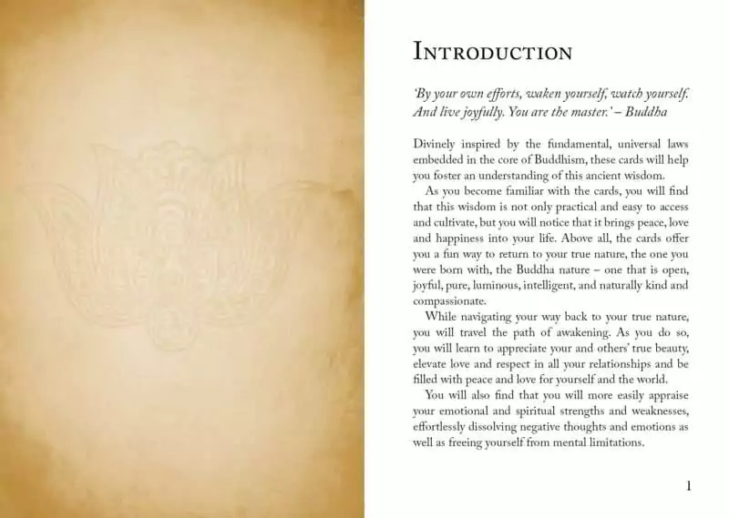 Buddhism Oracle card depicting mindfulness or meditative scene